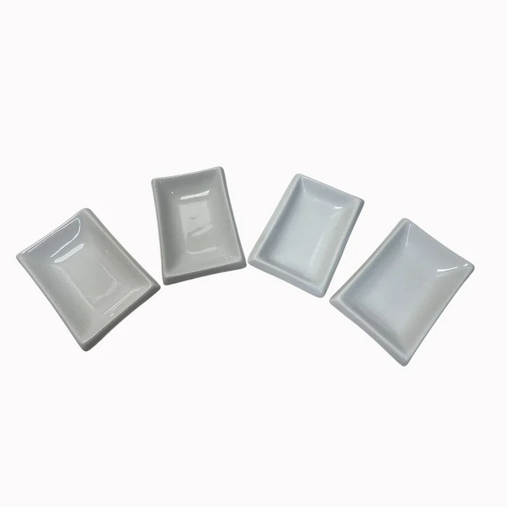 Set Of 3 Pier 1 China White‎ Porcelain Rectangular Sushi Dishes +1 Non authentic